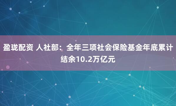 盈珑配资 人社部：全年三项社会保险基金年底累计结余10.2万亿元